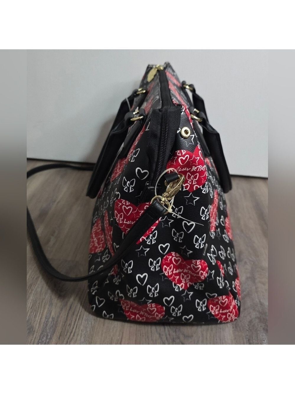 Luv Betsey by Betsey Johnson Heart Print Satchel Bag - New With Tag - Picture 4 of 12
